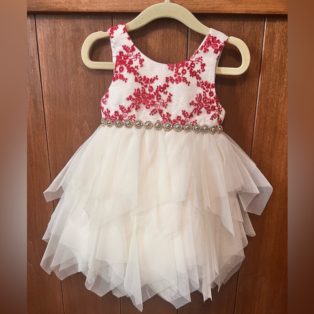 Baby Girl Red & White Dress